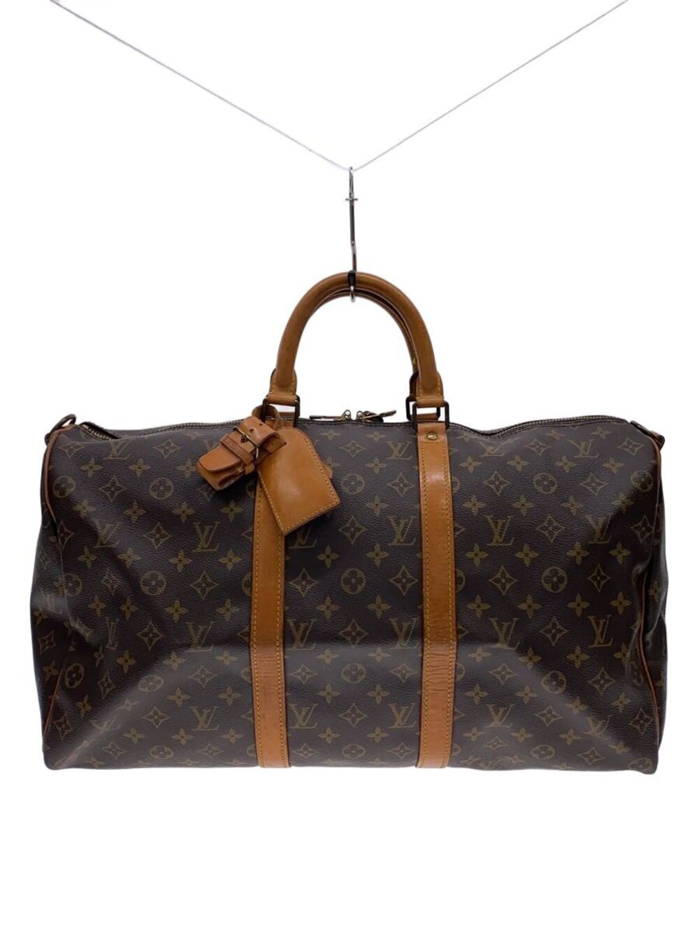 LOUIS VUITTON Keepall Bandouliere Canvas Brown Leather